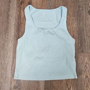 American Eagle Outfitters Blue Crop Tank Top Size xl AE Square Neck Plush